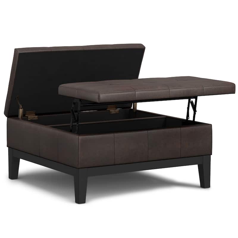 WYNDENHALL Lancaster 36 inch Wide Contemporary Square Storage Ottoman