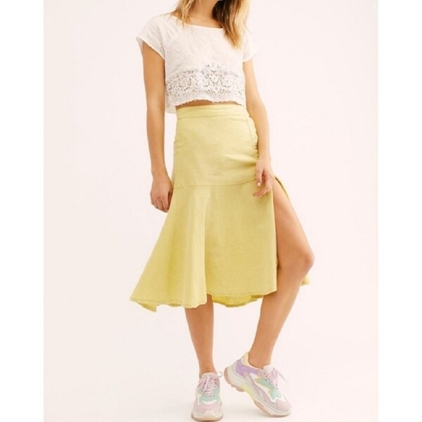 poppy flounced midi skirt