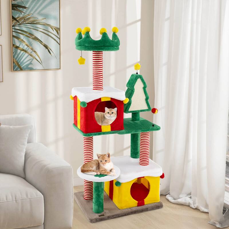 Costway Christmas Cat Tree for Indoor Cats with Sisal Scratching Posts - See Details