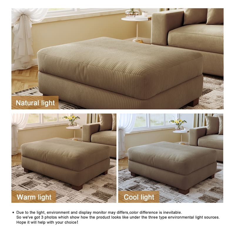 Modern Oversized striped Corduroy Ottoman