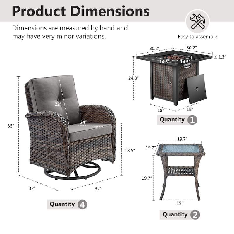 Gymojoy Outdoor Patio Chair & Fire Pit Set Luxurious Comfort Conversation Set