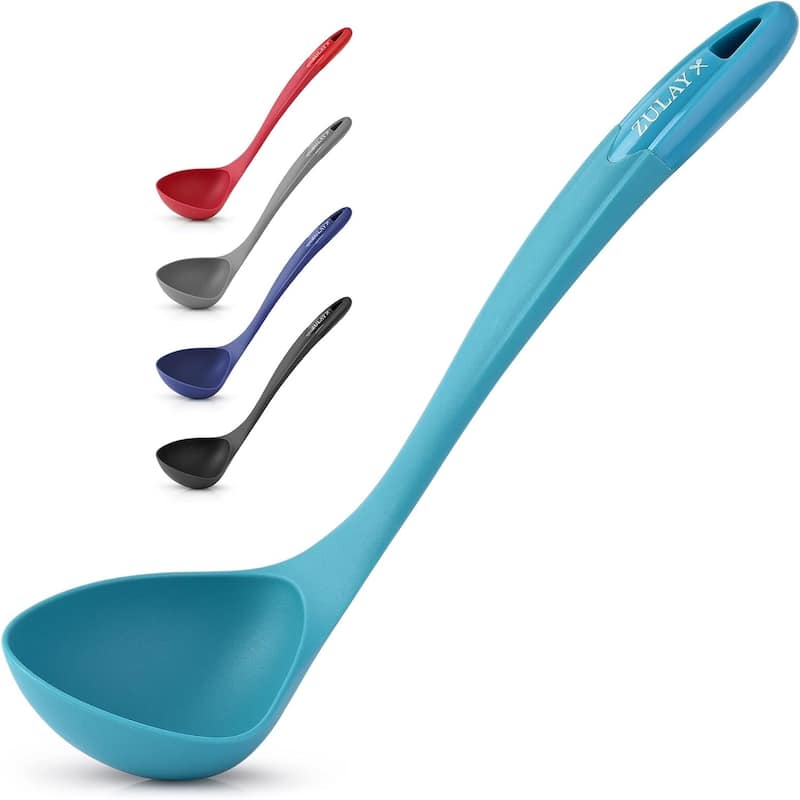 Zulay Kitchen Soup Ladle Spoon with Comfortable Grip - Blue