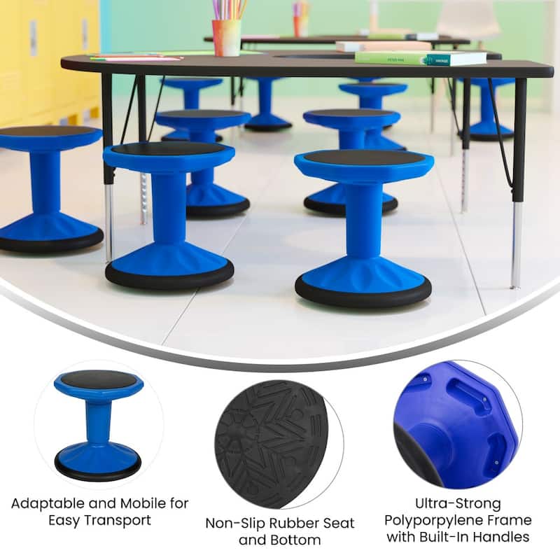 Commercial Fixed Height Collaborative Wobble Stool - 12.75"W x 12.75"D x 14"H
