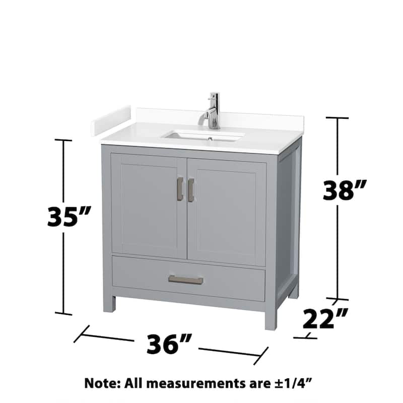 Wyndham Collection Sheffield 36" Single Bathroom Vanity, Carrara