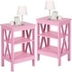 preview thumbnail 1 of 11, Modern Nightstand with 3-Tier Storage Shelves, Nightstands Set of 2 Pink