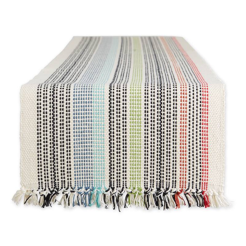 DII Variegated Taupe Fringe Table Runner 13x72 - Table Runner, 13x72" - Mediterranean