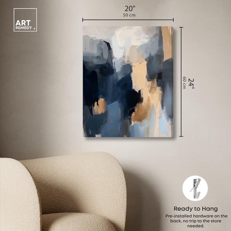 Navy Beige II Canvas by Art Remedy, Gallery Wrapped