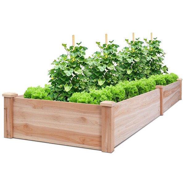 Costway Wooden Vegetable Raised Garden Bed Backyard Patio Grow Flowers Plants Planter