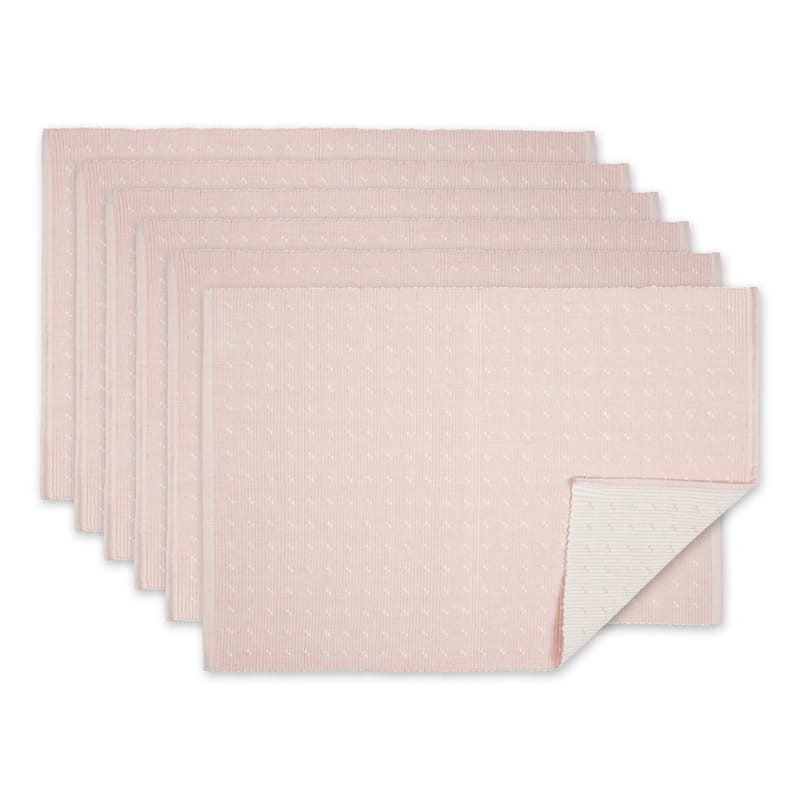 Lavender Fog Dobby Dots Rib Placemat (Set of 6) - 13x10" - Chintz Rose