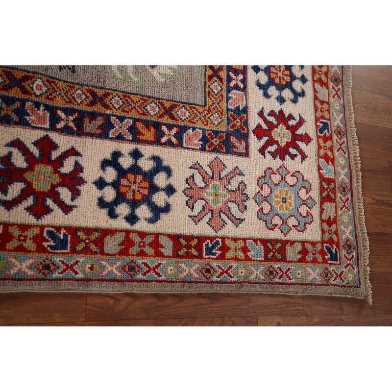 Beige Kazak Oriental Area Rug Hand-Knotted Bedroom Wool Carpet - 6'7" x 9'8"
