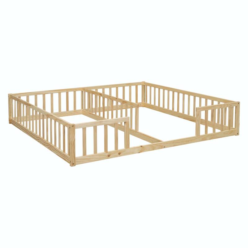 Double Twin Floor Bed with Fence