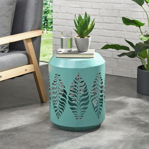 FirsTime & Co. Green Lilian Leaves Indoor Outdoor End Table, Metal