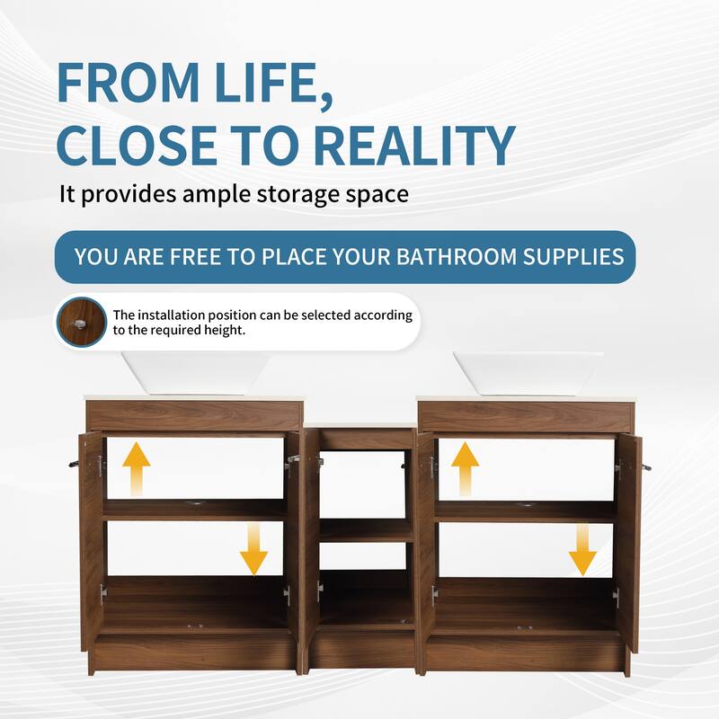 ARTCHIRLY 24/36/48/60 Inch Bathroom Vanity with Sink, Freestanding Bathroom Vanity with Soft Close Door and Shelf