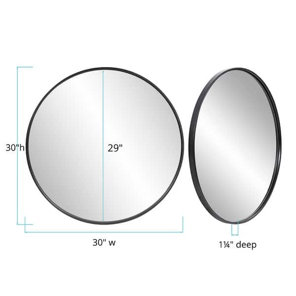 Allan Andrews Brushed Black Round Stainless Steel Framed Vanity Mirror - 30"D