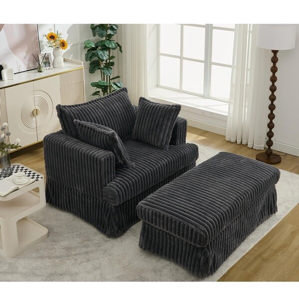 Oversized Corduroy Sofa Sleeper Sofa Chair Ottoman Set Dark Gray 1 Seater On Sale Bed Bath Beyond 41516342
