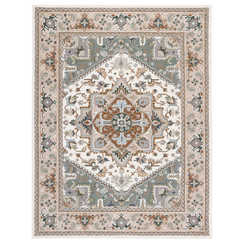 SAFAVIEH Handmade Heritage Carrol Traditional Oriental Wool Rug - 10' x 14' - Ivory/Light Blue - Rectangle