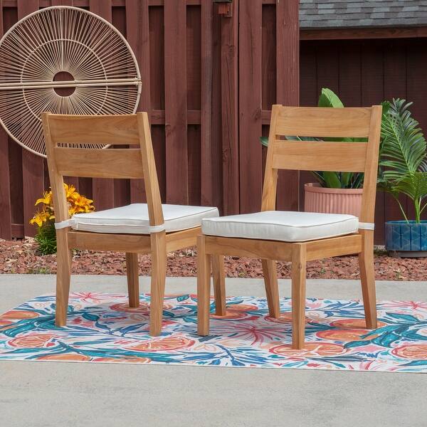 Clermont Outdoor Natural Teak Dining Chair (Set of 2) Bed Bath