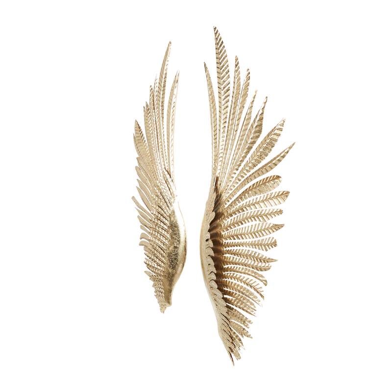 Metal Bird Wing Wall Decor with Textured Metallic Finish - Set of 2 Gold - Roche River Decor