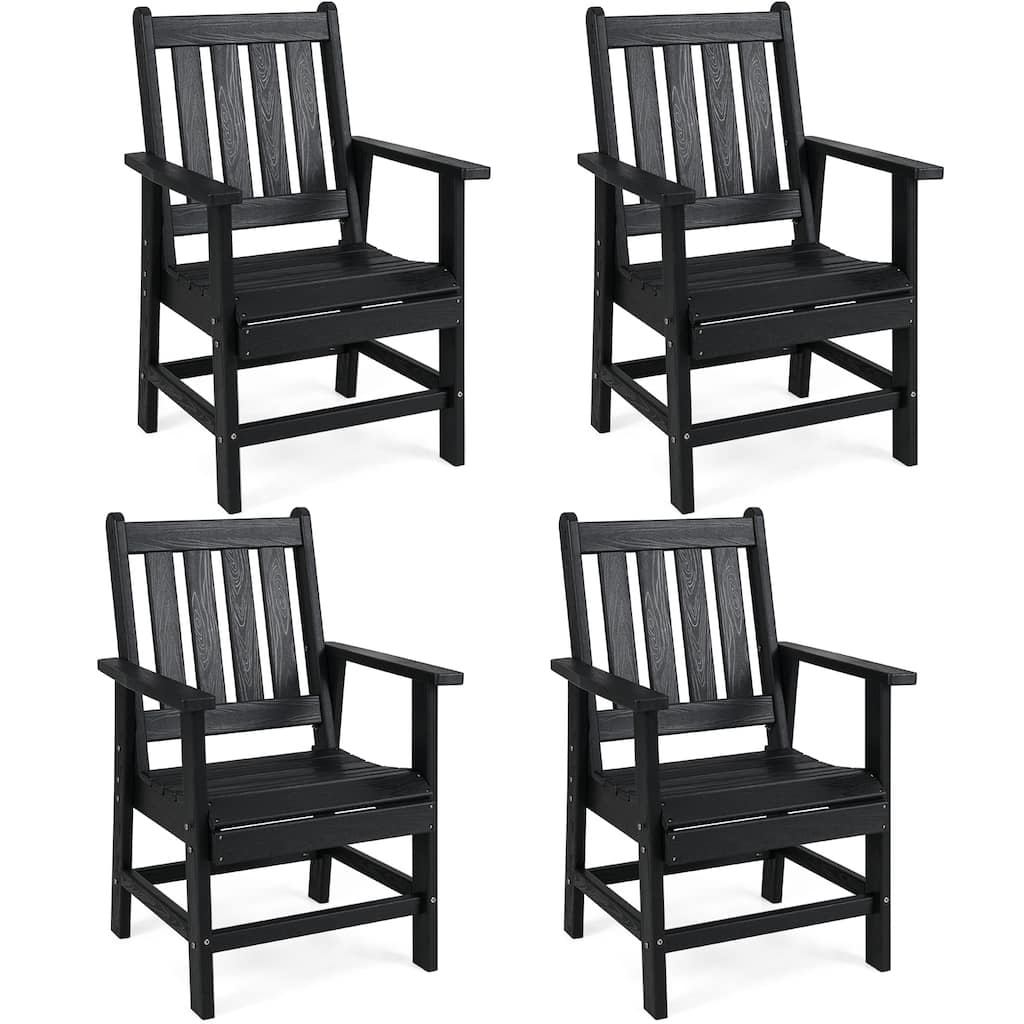 Gymax Patio Dining Chairs Set of 4 w/Wide Armrests Curved Seat Wood