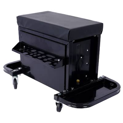 3-Drawer Rolling Tool Chest Seat Rolling Mechanic Seat with Tool Trays