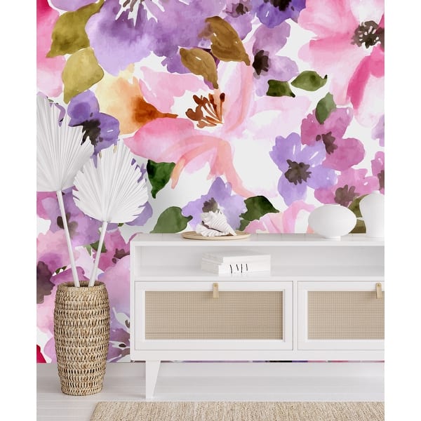 Pink Watercolor Flowers Wallpaper - - 34987682