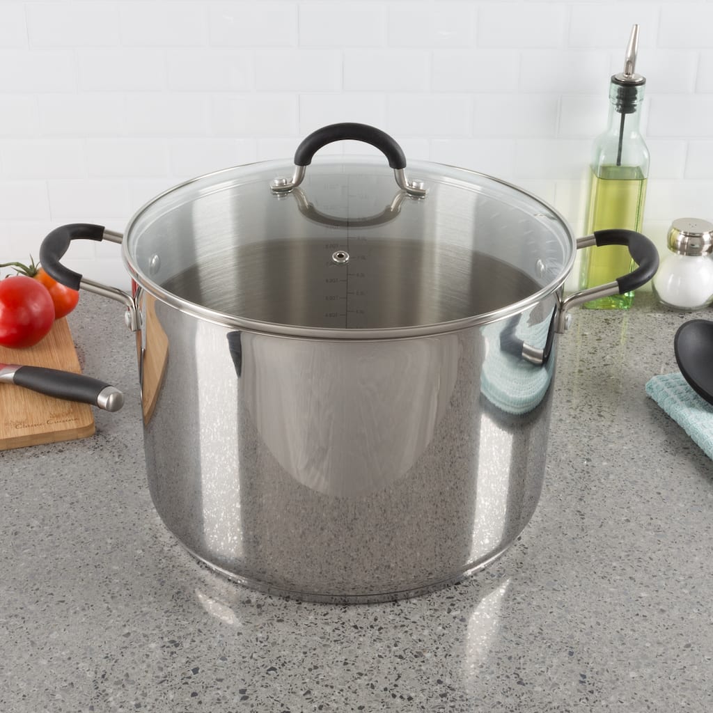 12-Quart Stainless-Steel Stock Pot - Large Capacity Cookware with Lid by Classic Cuisine