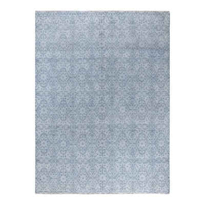 Ikat One-of-a-Kind Handmade Area Rug, Light Gray - 8' 5" x 9' 10"