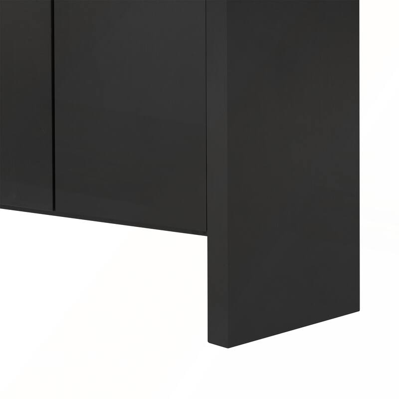 Modern Minimalist Solid Wood Veneer Sideboard with Open Shelf