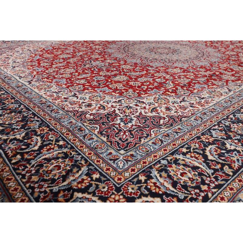 Red Kashan Turkish Area Rug Traditional Machine Made Carpet - 9'6" x 12'10"