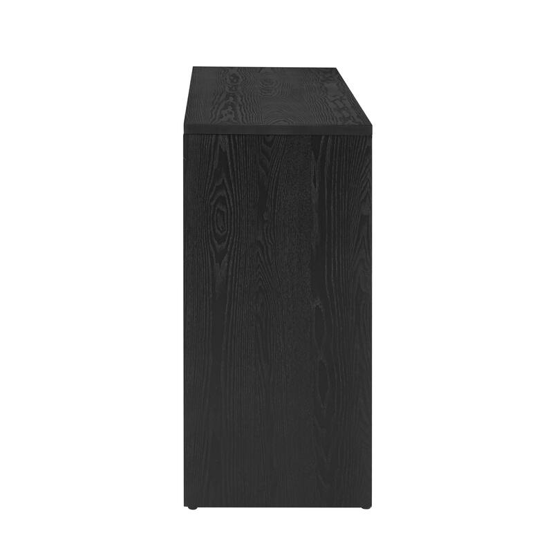 59" MDF Console Table with Fireplace Design and Wood Veneer for Living Room