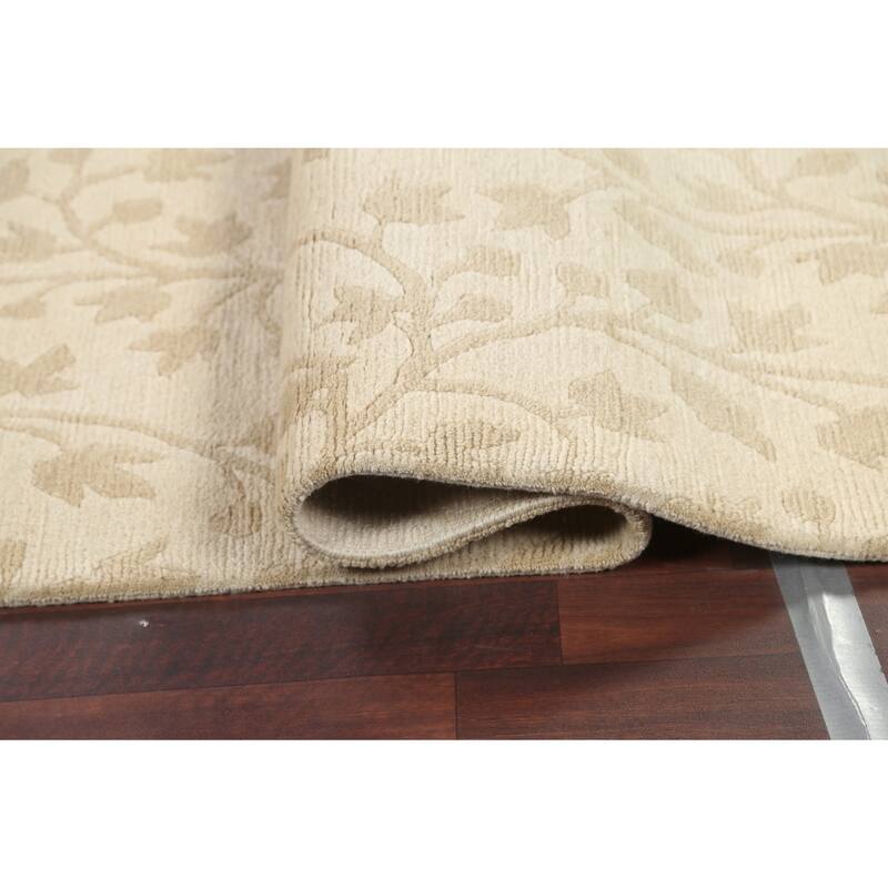 Floral Nepalese Vegetable Dye Wool Area Rug Hand-knotted Office Carpet - 5'8" x 8'7"