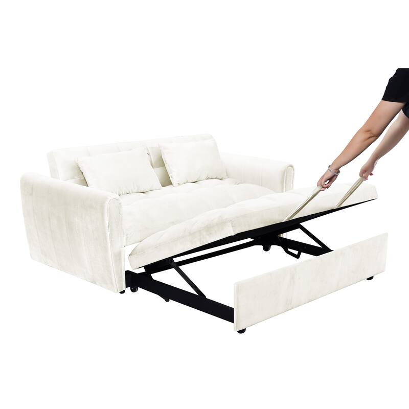 Foldable Velvet Sofa Bed with Adjustable Back, 3-in-1 Convertible Futon for Small Spaces