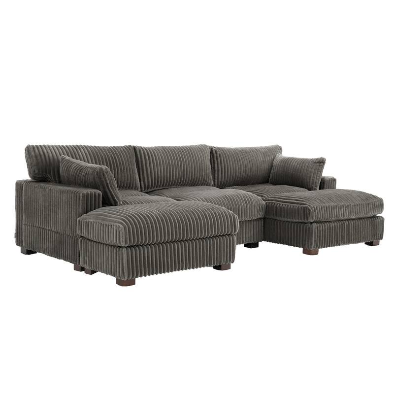 Modren Plush Oversized Modular Sectional Sofa Set with Chaise&Ottoman.