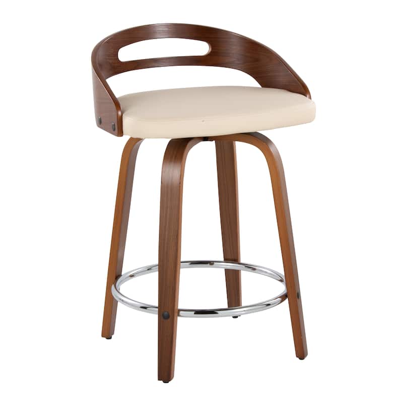 Carson Carrington Sadie 24" Fixed-Height Counter Stool with Bent Wood Legs & Round Footrest (Set of 2)