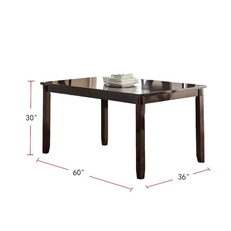 Dining Room Furniture Casual Modern 6pc Set Dining Table 4x Side Chairs and A Bench Rubberwood and Birch veneers Espress