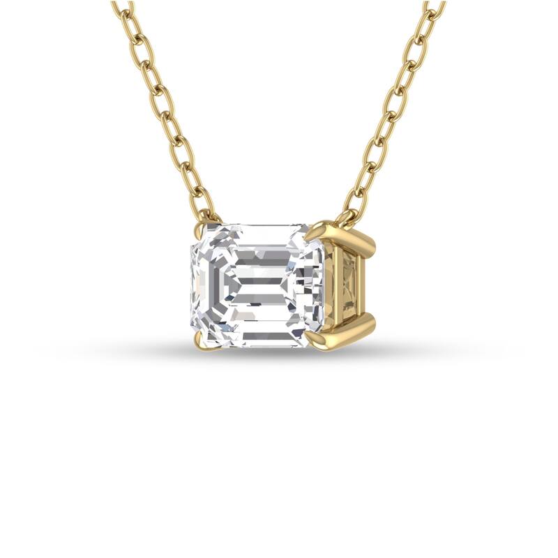 Marquee Lab Grown 1/2 Carat Floating Emerald Diamond Solitaire Pendant in 14K Yellow Gold