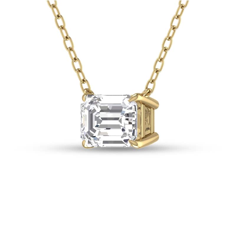 Marquee Lab Grown 1/4 Carat Floating Emerald Diamond Solitaire Pendant in 14K Yellow Gold