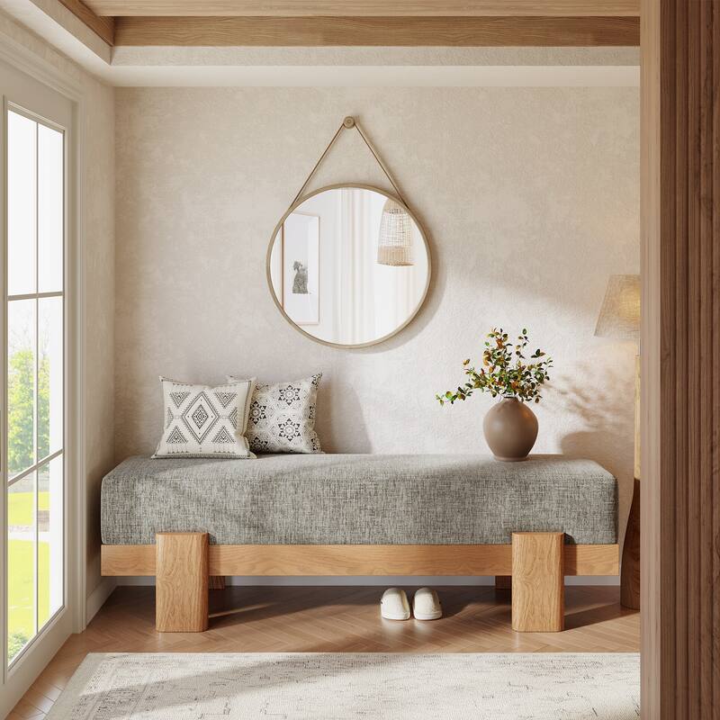 Upholstered Entryway Bench, Modern Shoe Bench, End of Bed Stool Accent Seat for Bedroom, Entrance, Living Room