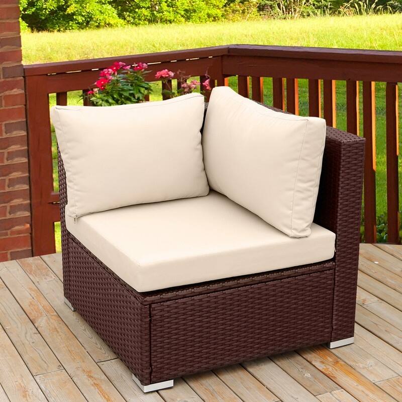 FINCATI Outdoor Sectional Conversation Set, 500 lbs Wicker Deep Seating Set, Loveseat/ Corner/ Ottoman Selectable