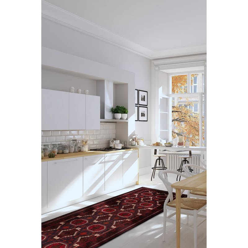 ECARPETGALLERY Hand-knotted Teimani Dark Navy Wool Rug - 3'5 x 9'1