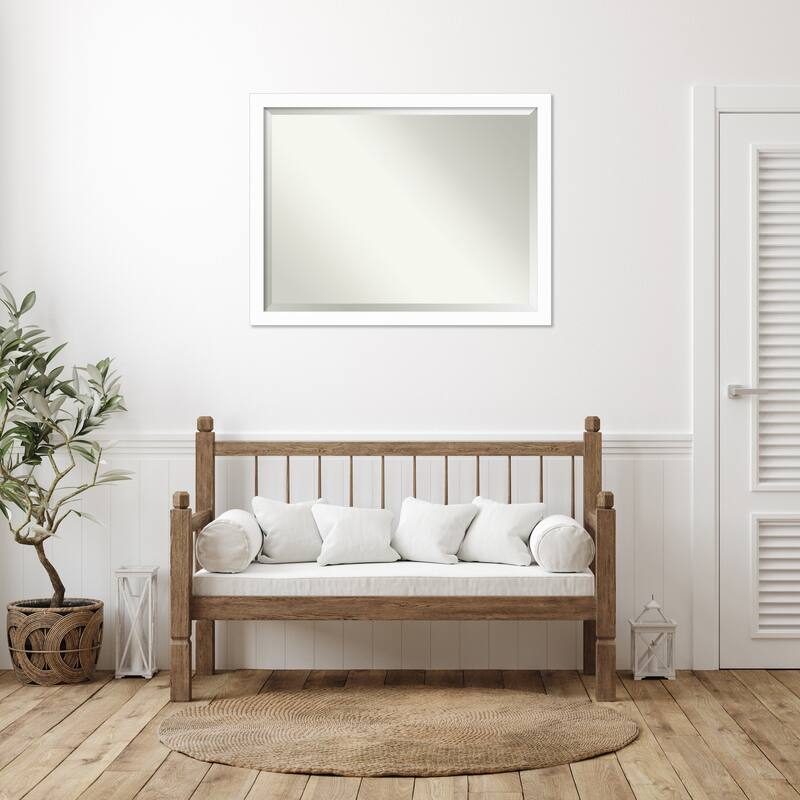 Basic Narrow Beveled Wood Framed Wall Mirror