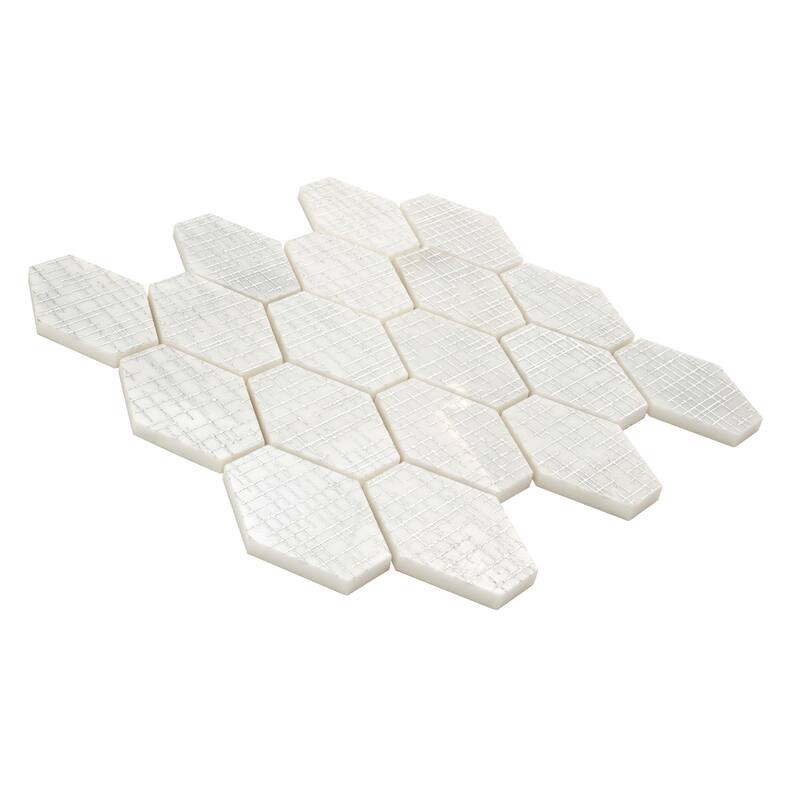 Artisana 12x12 in. White Silver Textured, Foiled Stone Hexagon Mosaic Wall and Floor Tile (5.08 sq ft/case, 5-Pack)