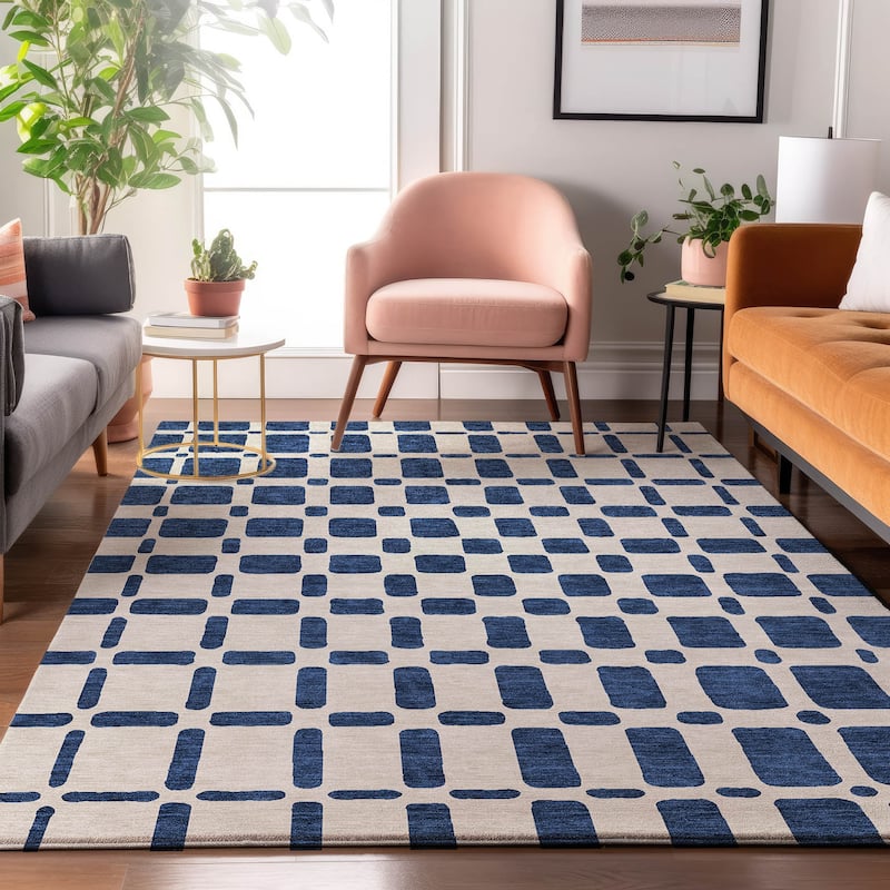 Premium Washable Super Soft Modern Hope Mayfield Rug - Navy - 10' x 14'
