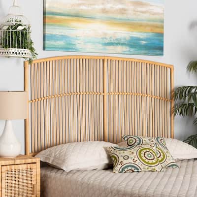 Rattan Headboard Wall Mount Modern Boho Bedroom Decor Natural Brown