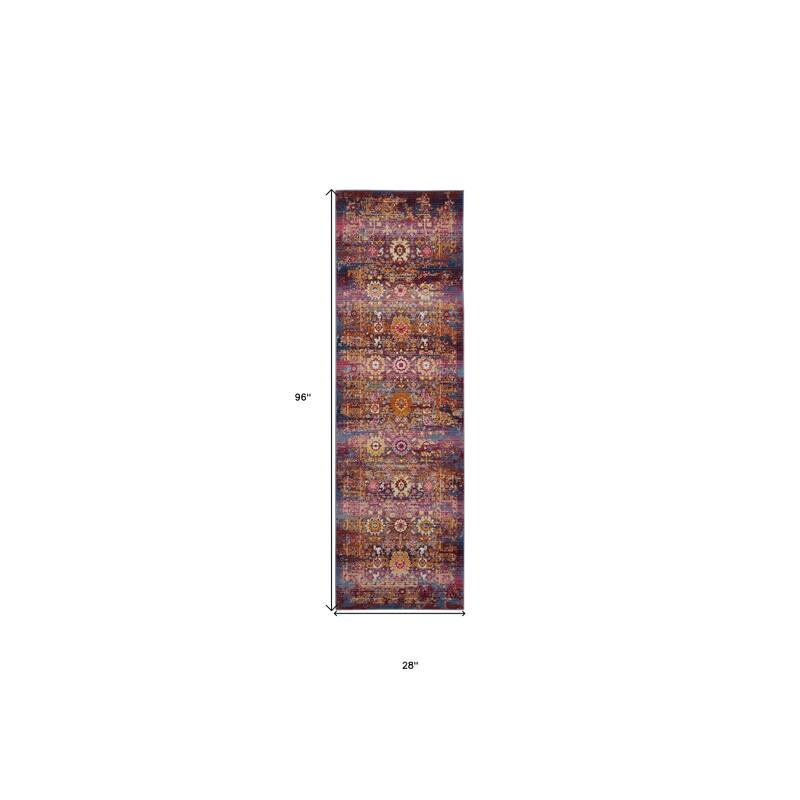 HomeRootsFloral Transitional Runner Area Rug - 96' X '28' X '0.5