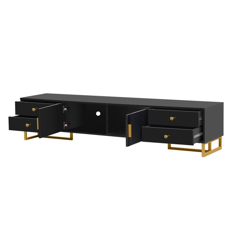 Black Entertainment Center TV Media Console, Modern TV Stand with Storage, Medicine Cabinet Decorative Cabinet