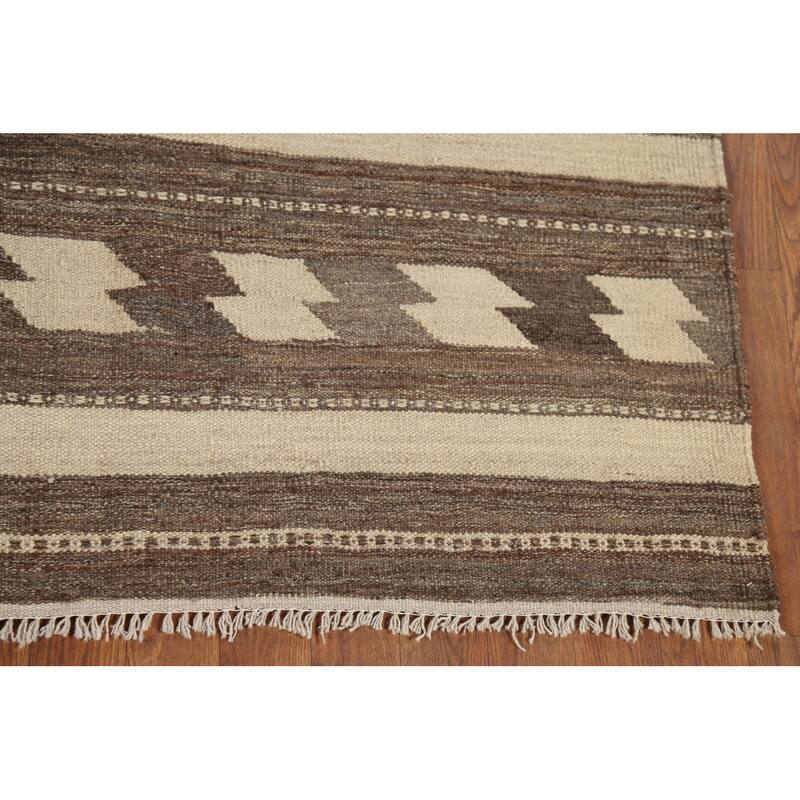 Nomadic Flat Weave Kilim Persian Area Rug Hand-Knotted Wool Carpet - 5'5"x 8'1"