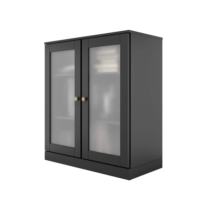 Palace Imports 100% Solid Wood TV Stand with Frosted Glass Doors for TVs up to 32"