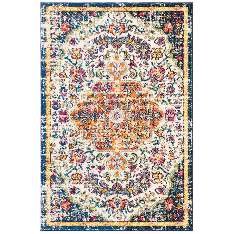 SAFAVIEH Madison Sabire Boho Medallion Distressed Rug - 2'2" x 4' - Ivory/Orange - Rectangle