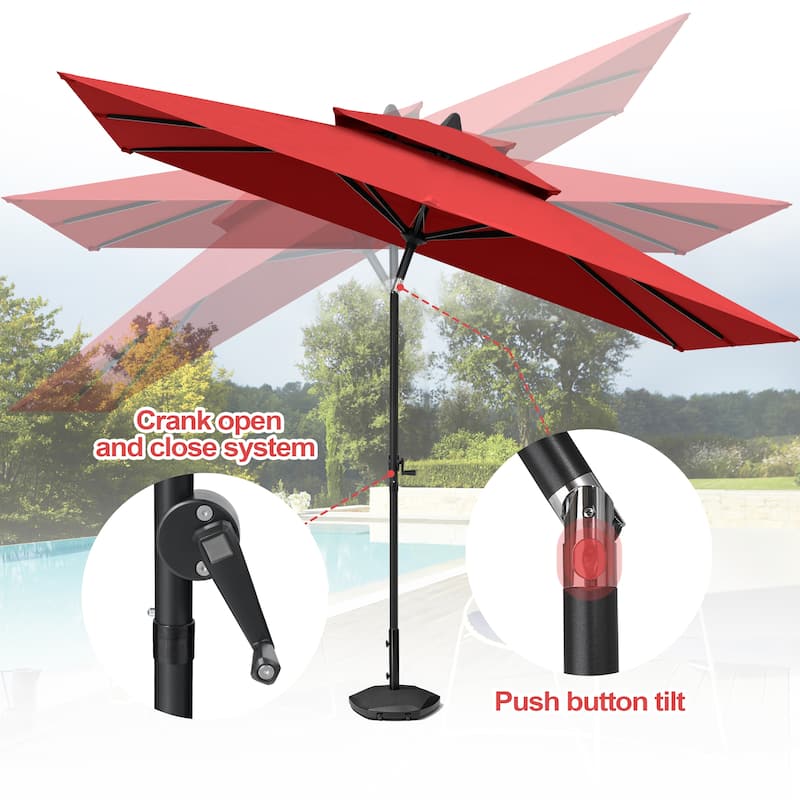 Pellebant Outdoor 10 x 6.5 Ft Market Umbrella with Double Top